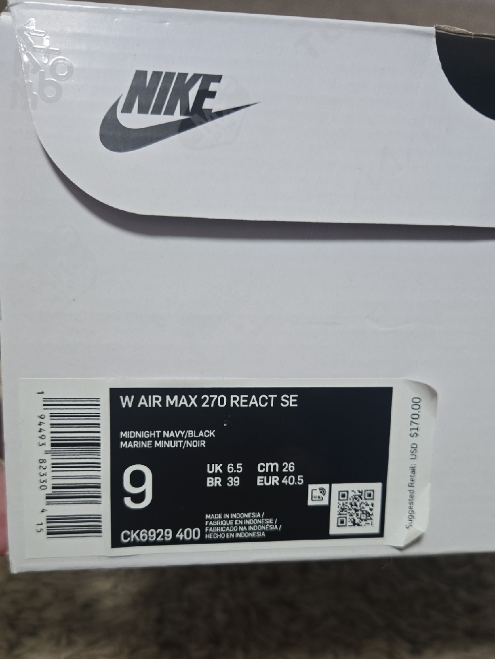 ❤️🖤 Nike Air Max 270 React Navy Black Pink Sneaker - Picture 8 of 9